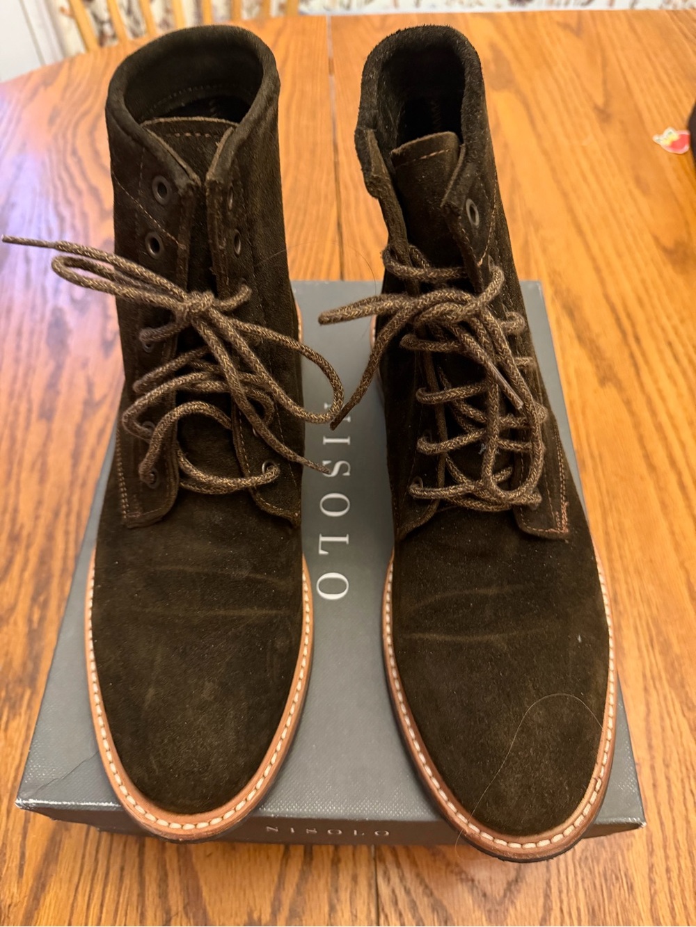 Nisolo Dark Olive Suede Lace-Up Ankle Boots